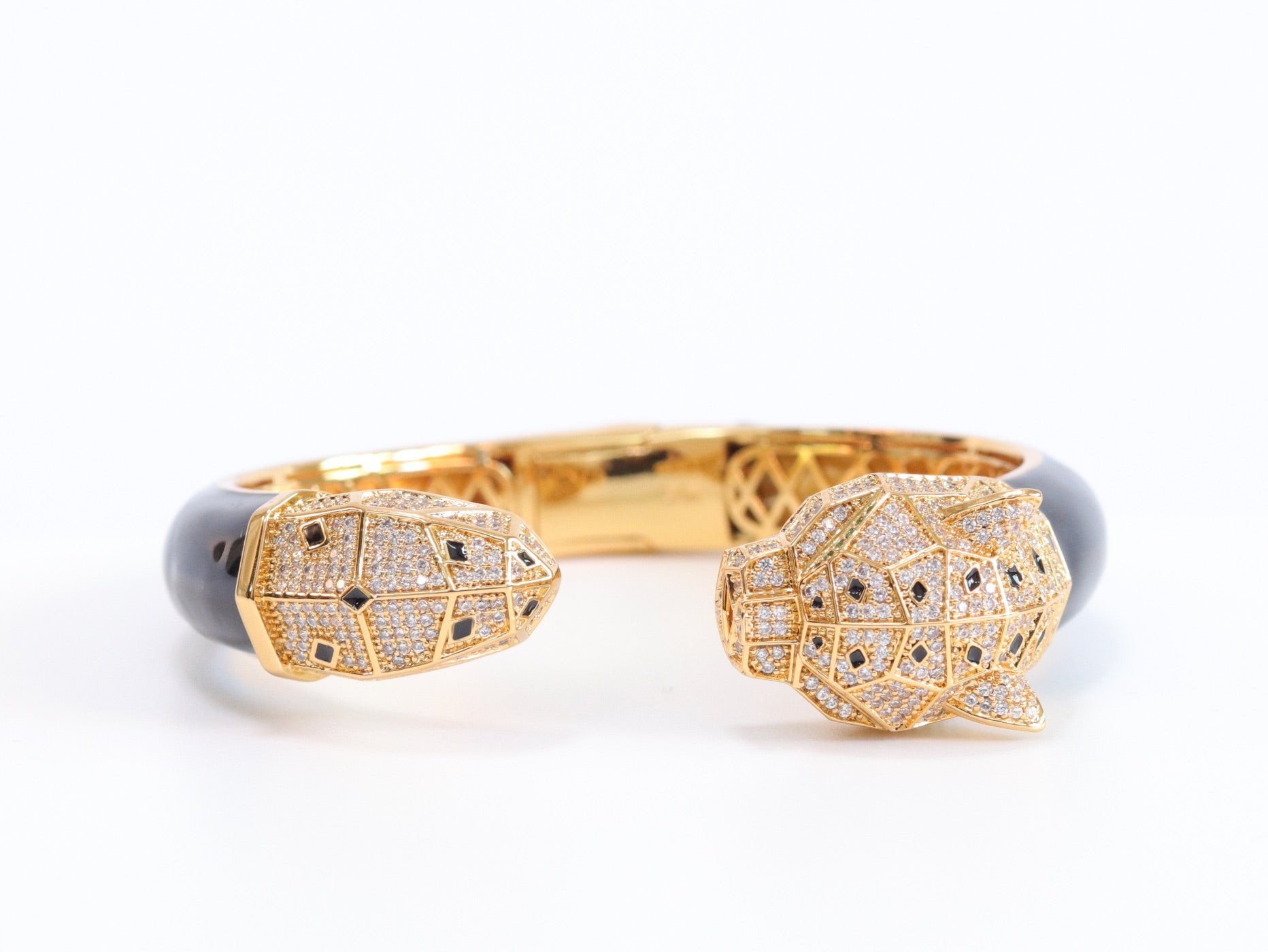 Panther face gold and black bracelet