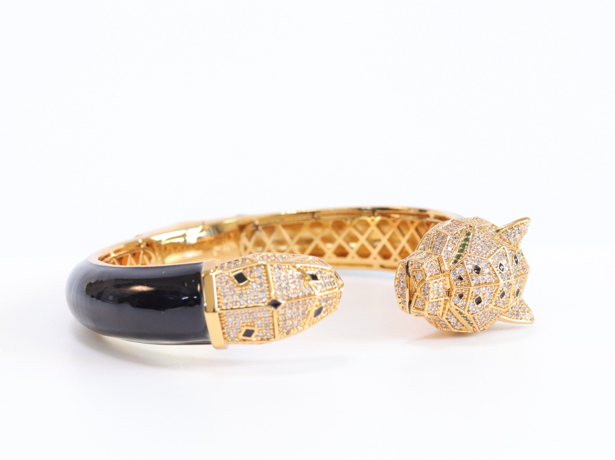 Panther face gold and black bracelet