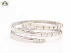 Platinum triple layered snake bracelet with cz