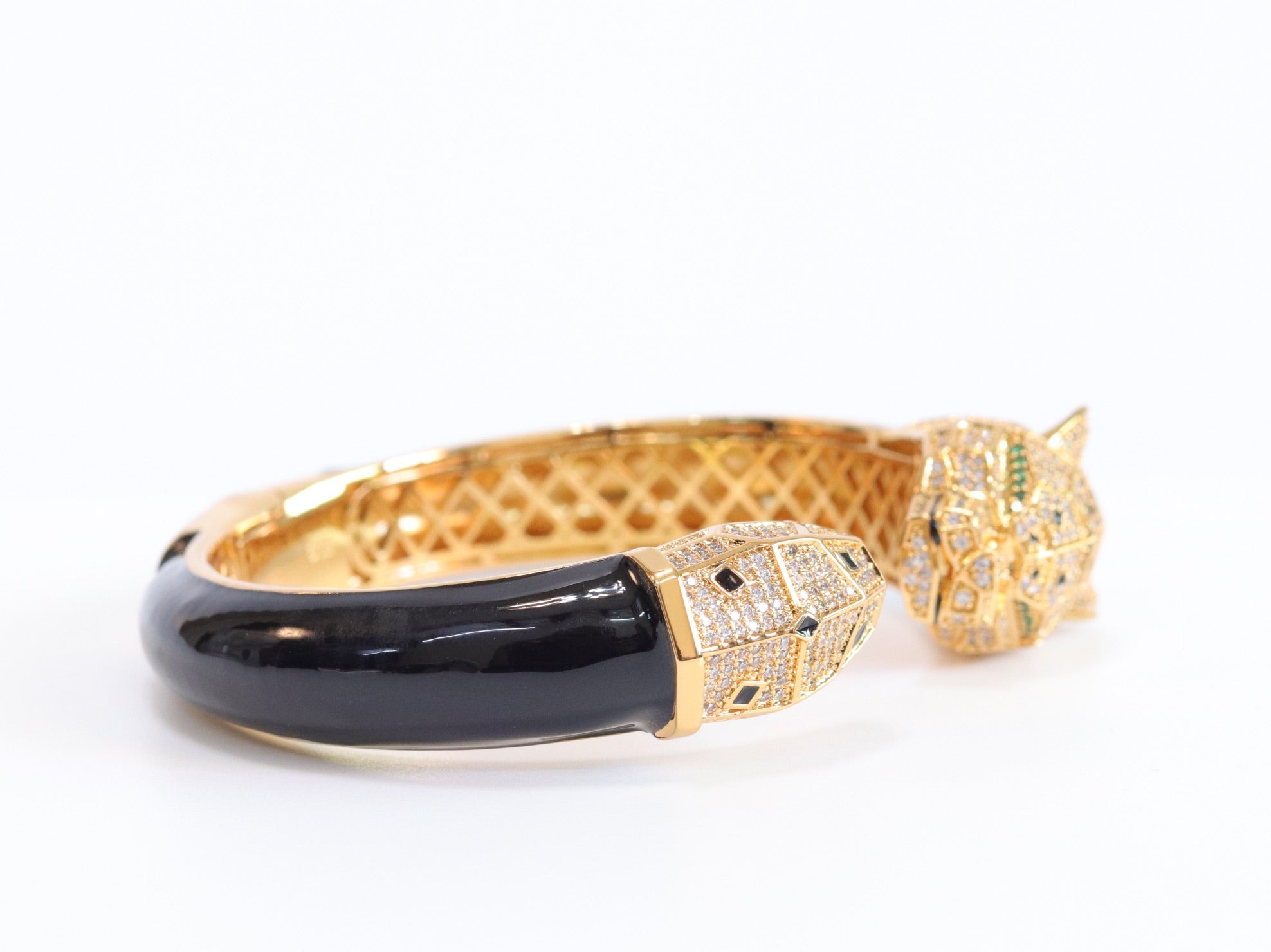 Panther face gold and black bracelet