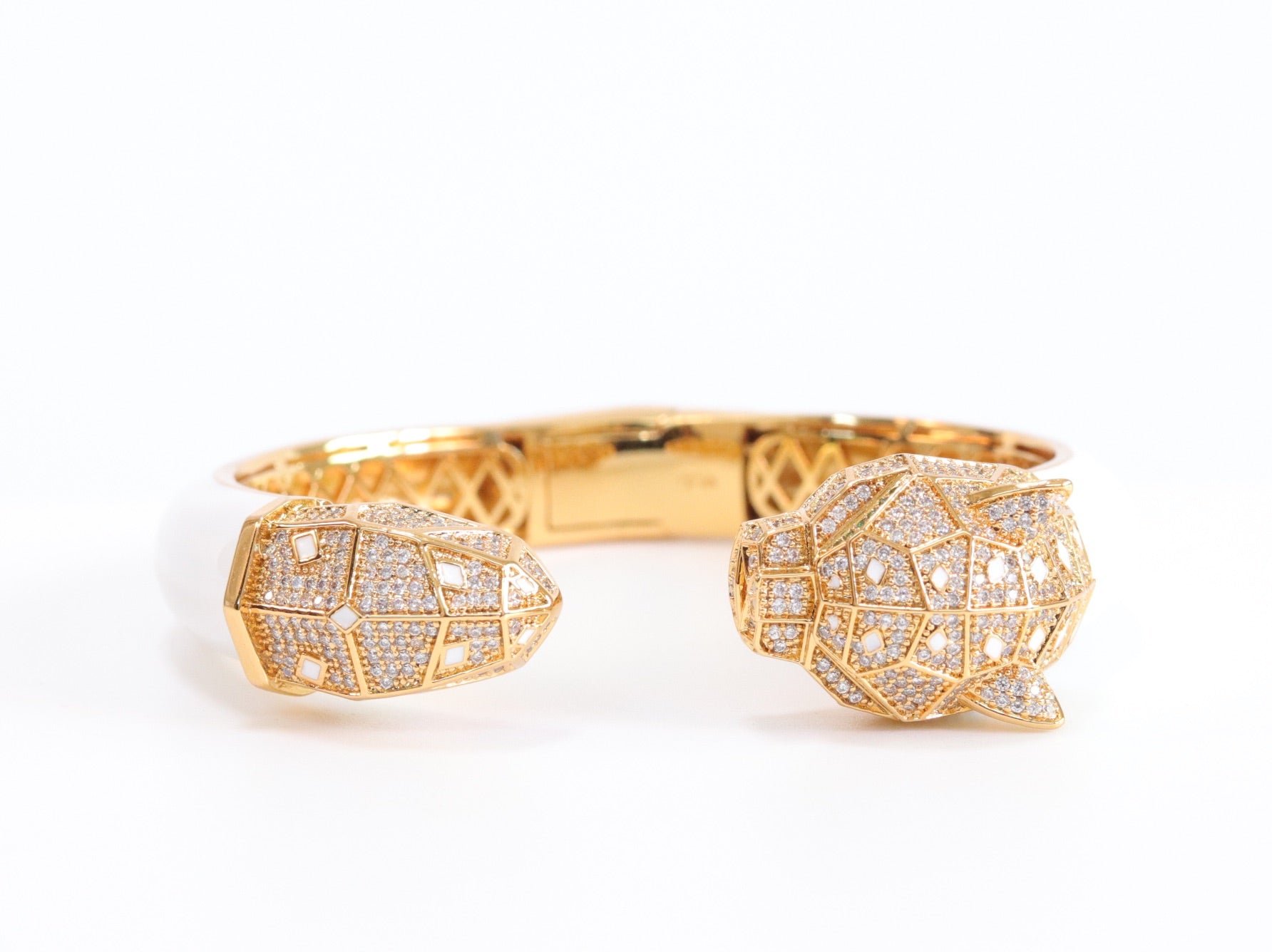 Panther face  gold and white bracelet