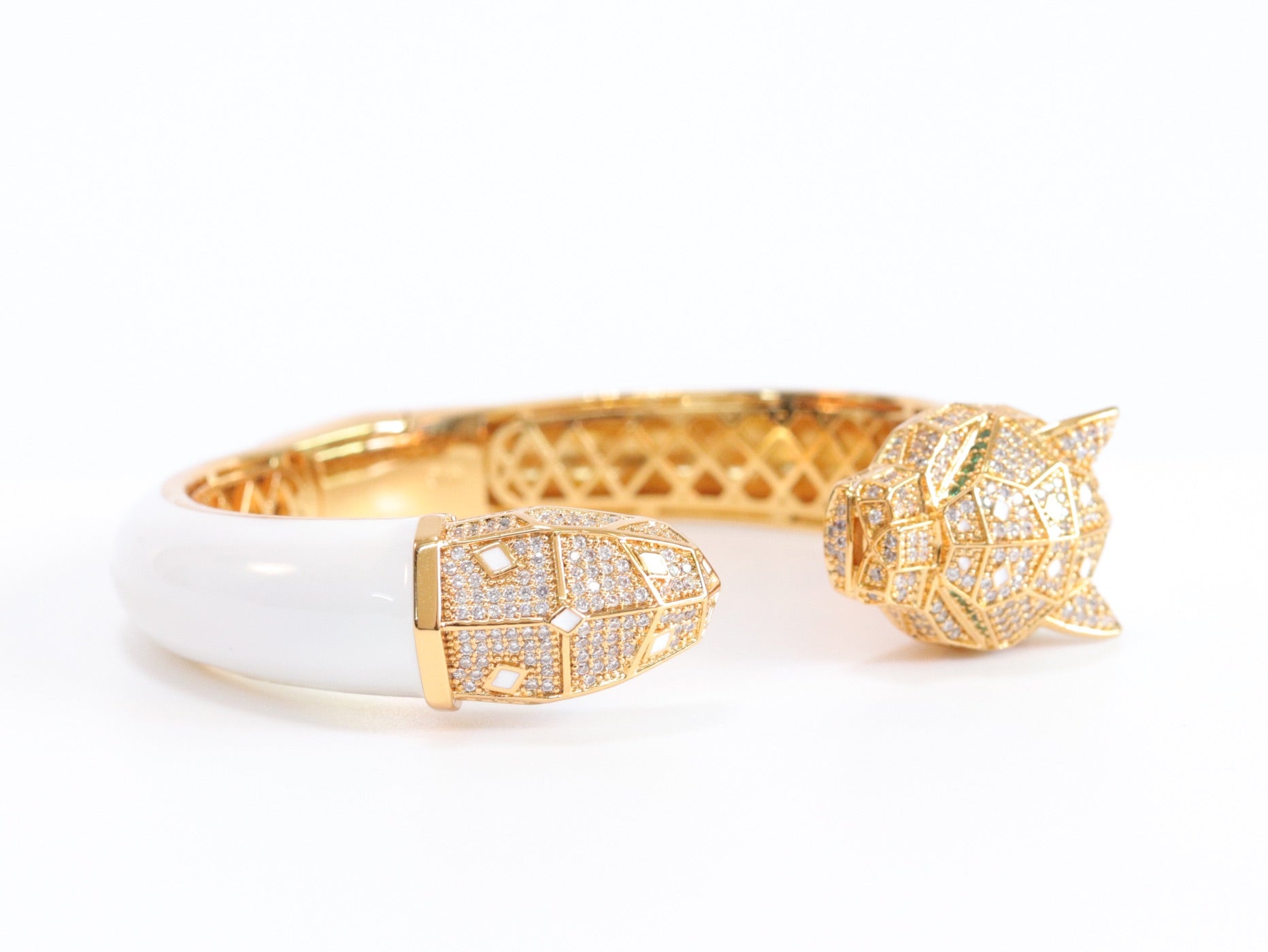 Panther face  gold and white bracelet