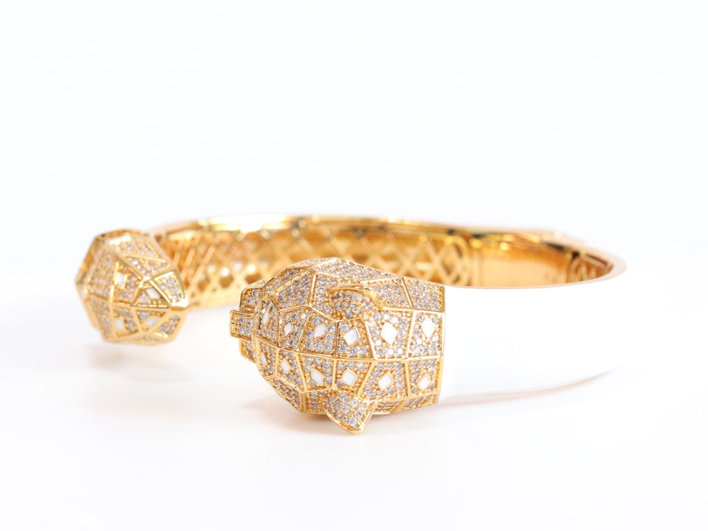 Panther face  gold and white bracelet