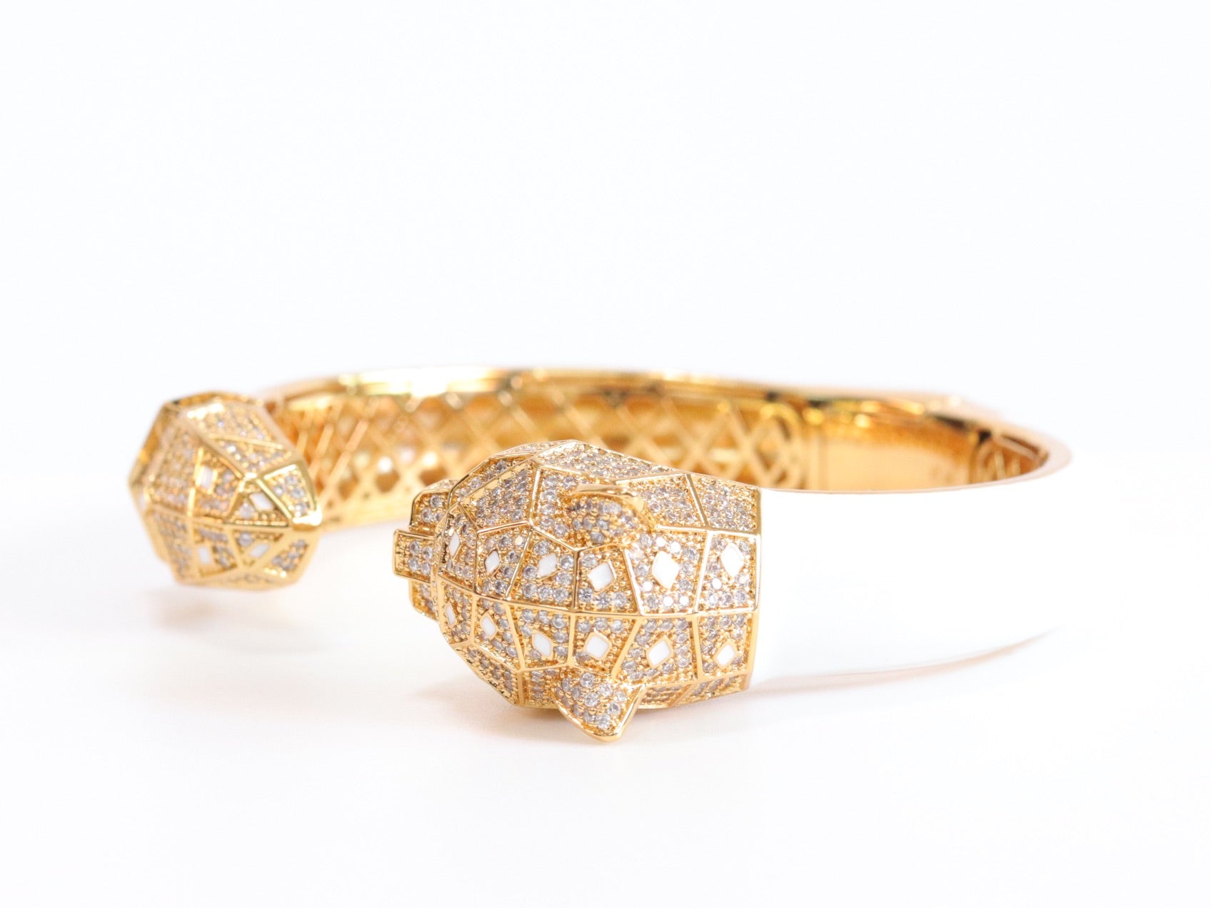 Panther face  gold and white bracelet