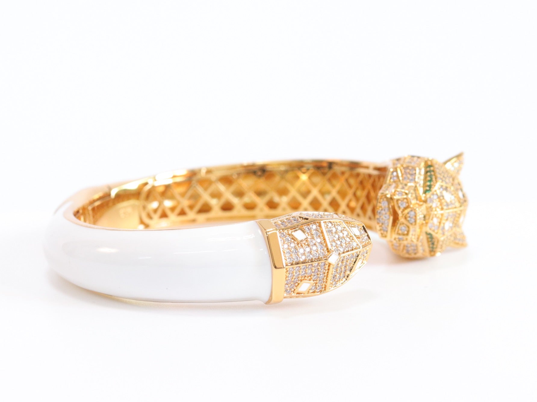 Panther face  gold and white bracelet