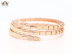 Rose Gold triple layered serpentine bracelet with cz