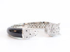 Panther face platinum and black bracelet