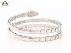 Platinum triple layered snake bracelet with cz