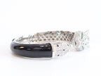 Panther face platinum and black bracelet