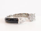 Panther face platinum and black bracelet