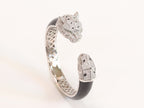 Panther face platinum and black bracelet