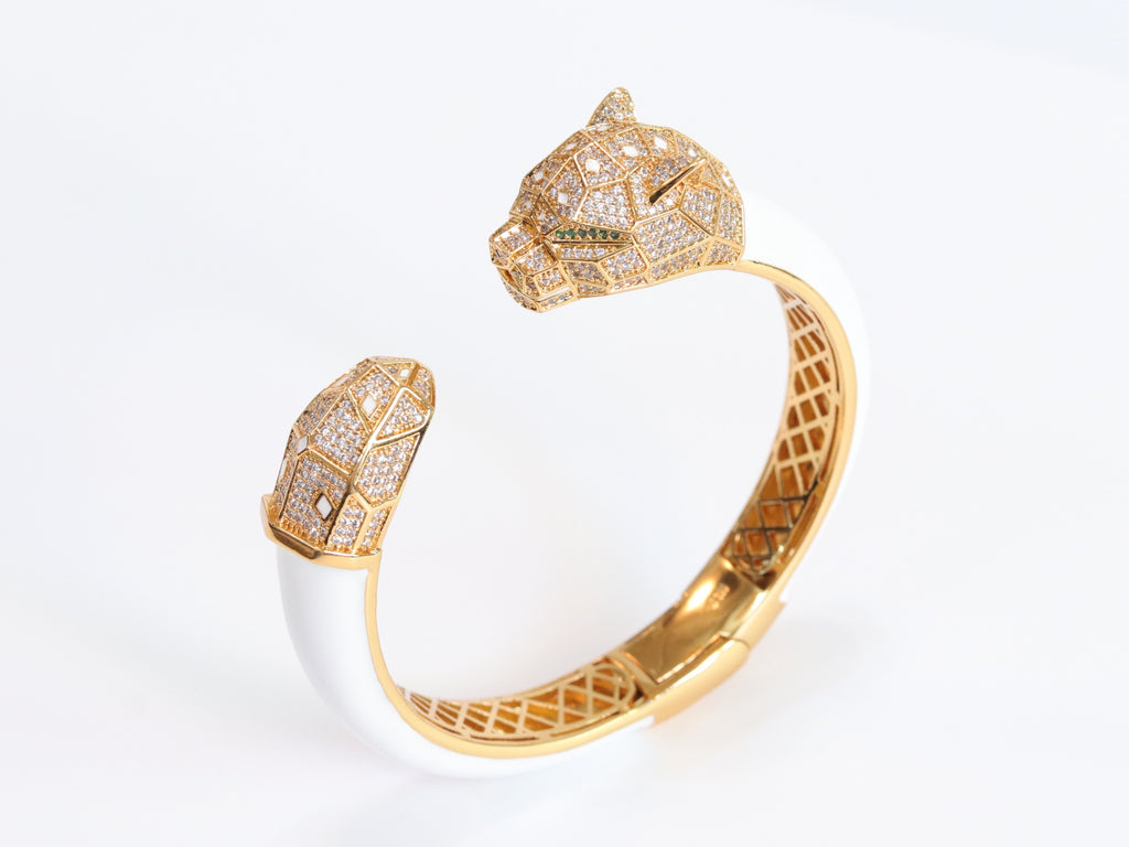 Panther face  gold and white bracelet