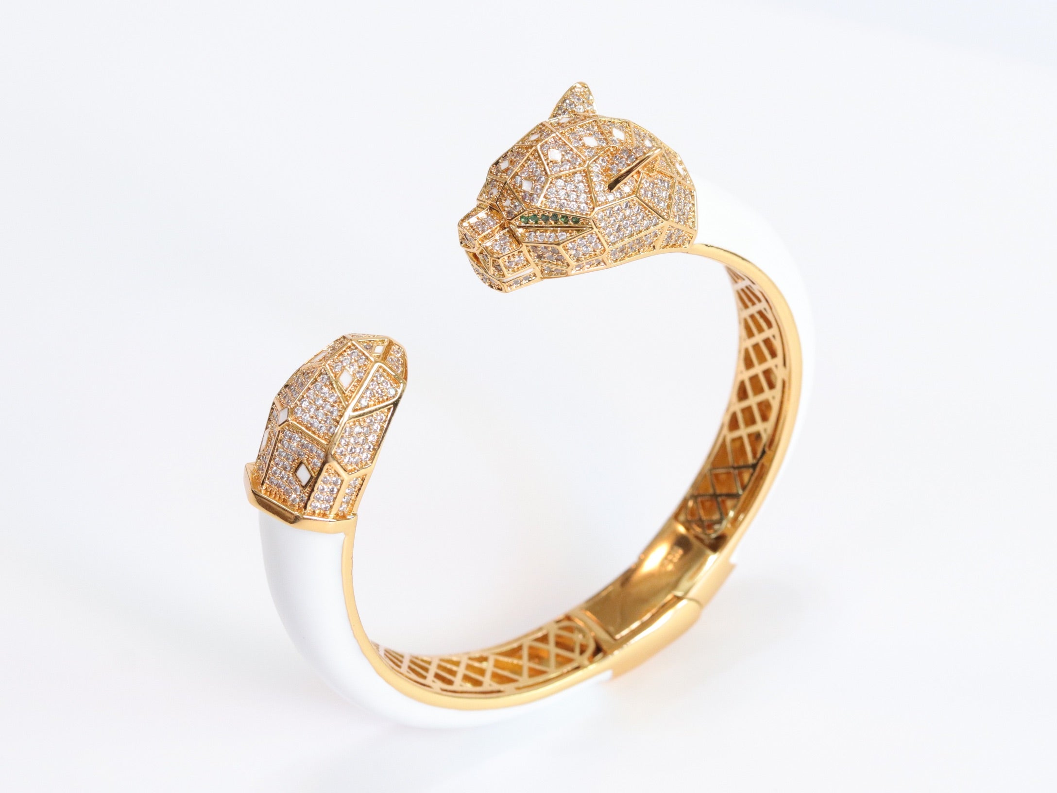 Panther face  gold and white bracelet