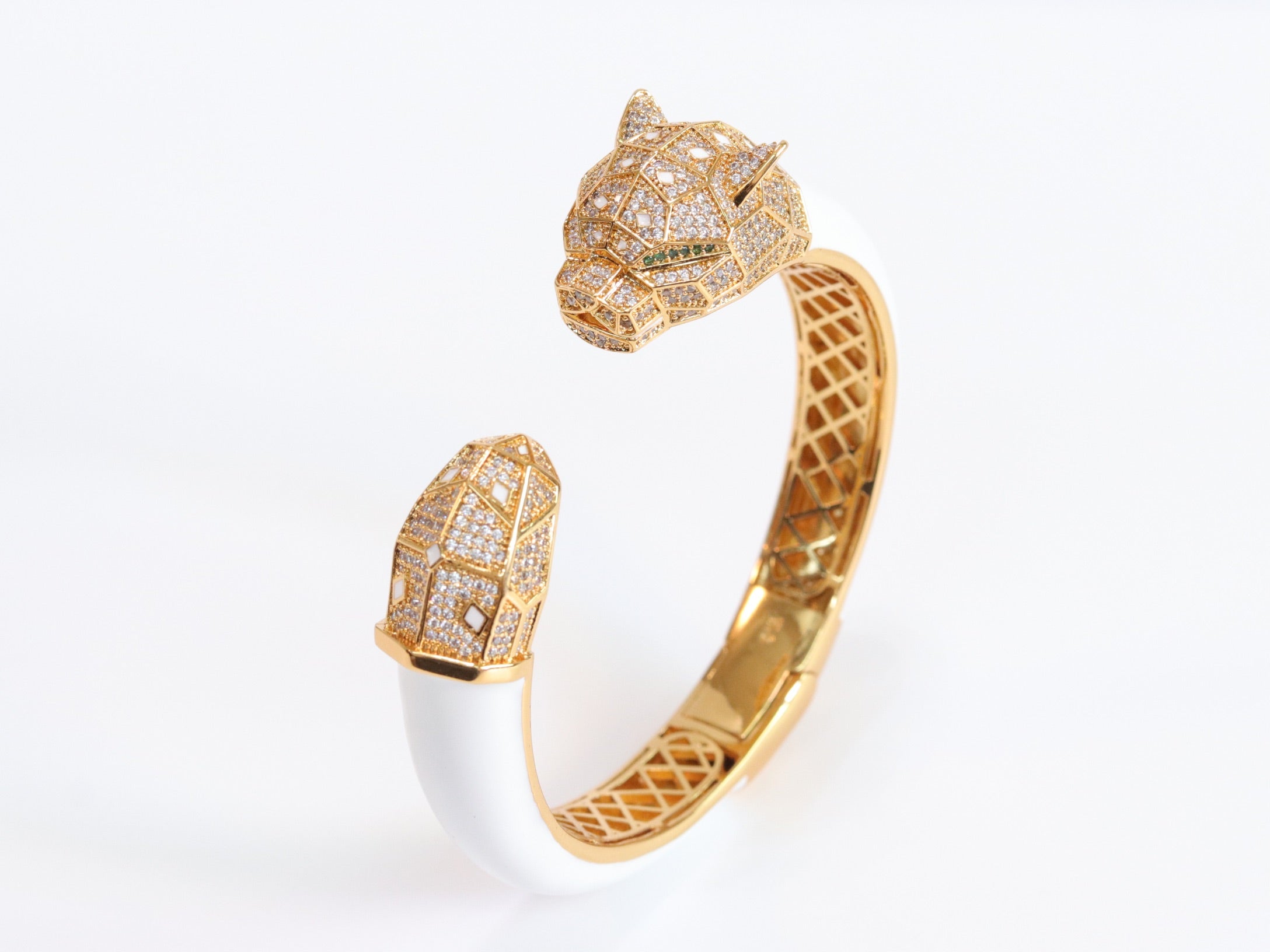 Panther face  gold and white bracelet