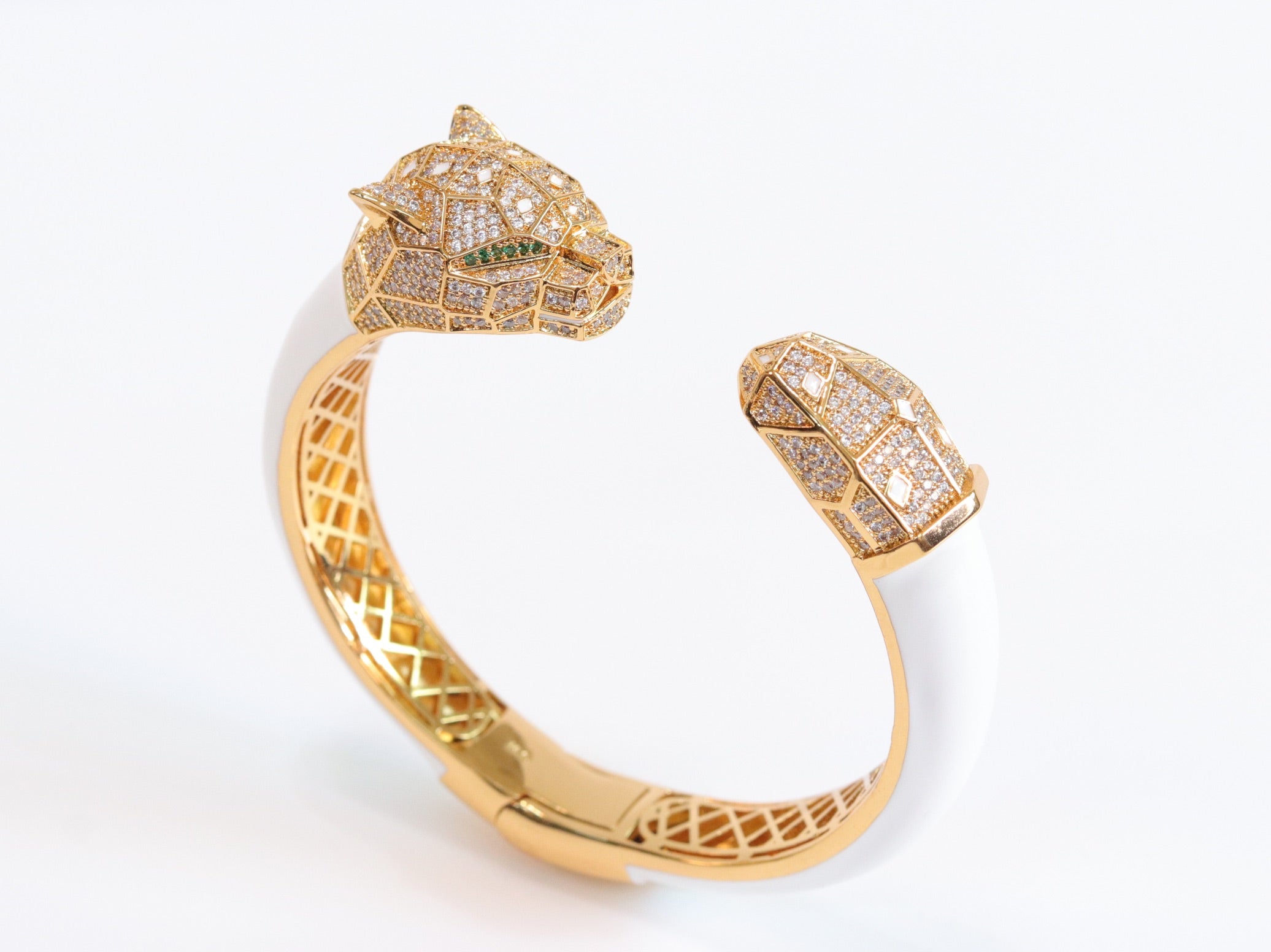 Panther face  gold and white bracelet