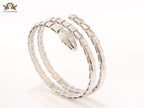 Platinum triple layered snake bracelet with cz