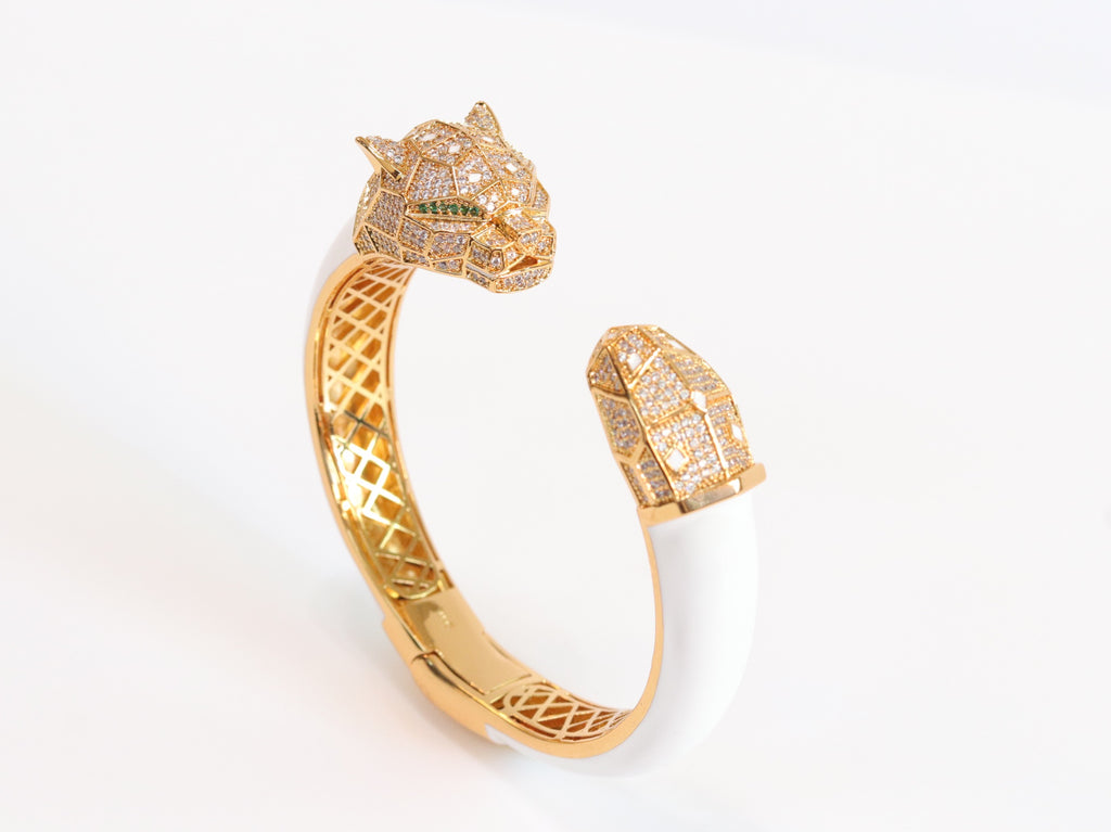 Panther face  gold and white bracelet