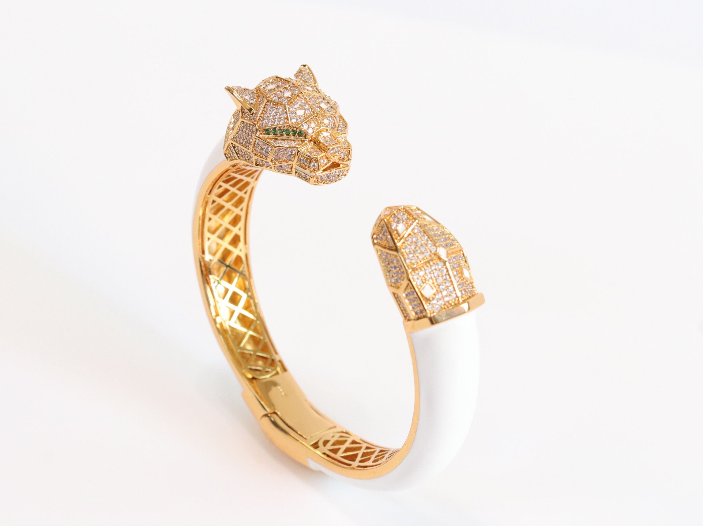 Panther face  gold and white bracelet
