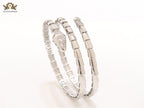 Platinum triple layered snake bracelet with cz