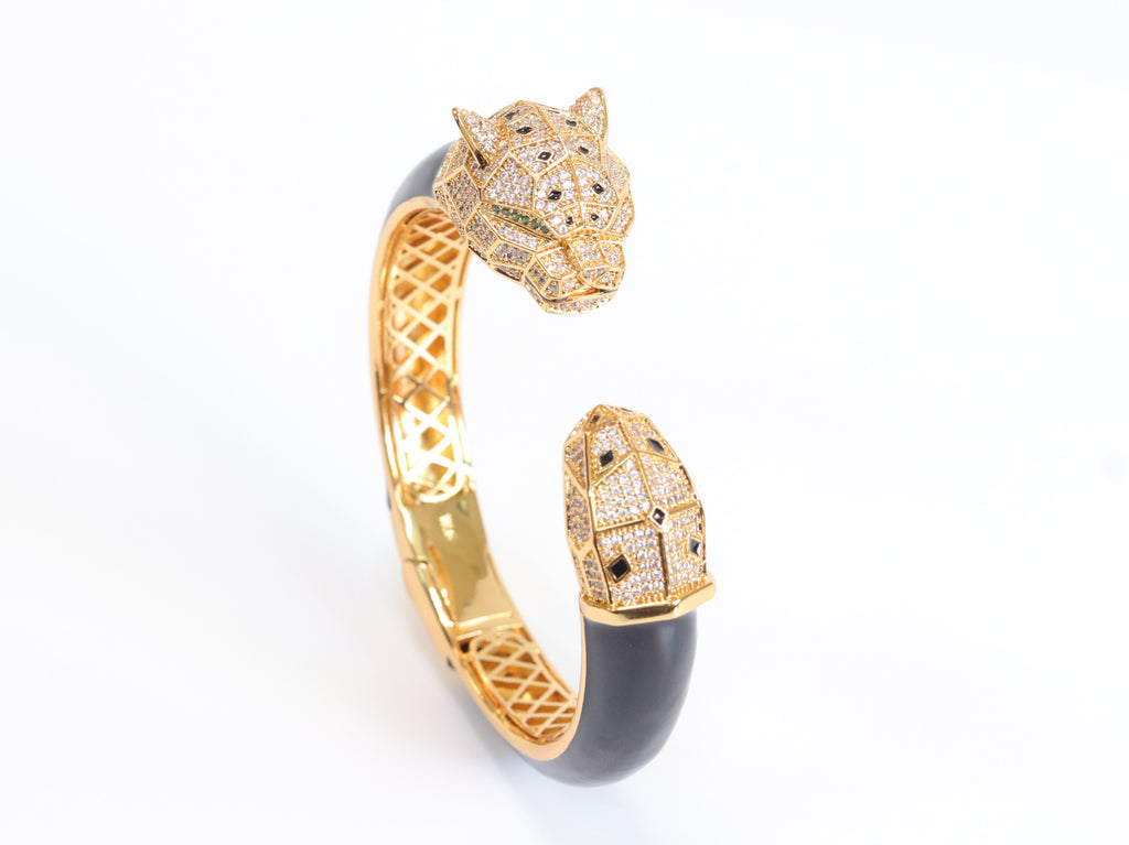 Panther face gold and black bracelet