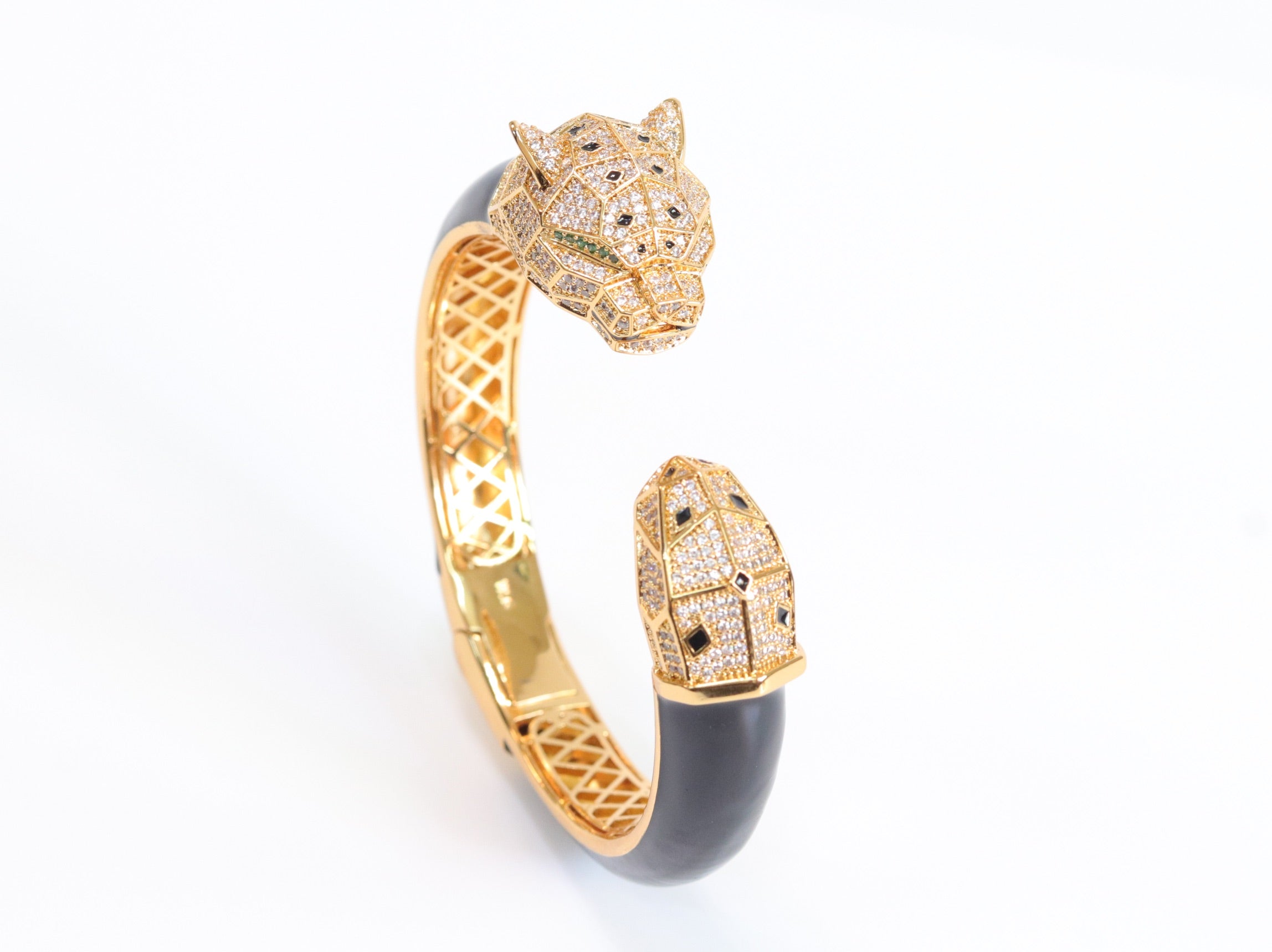 Panther face gold and black bracelet
