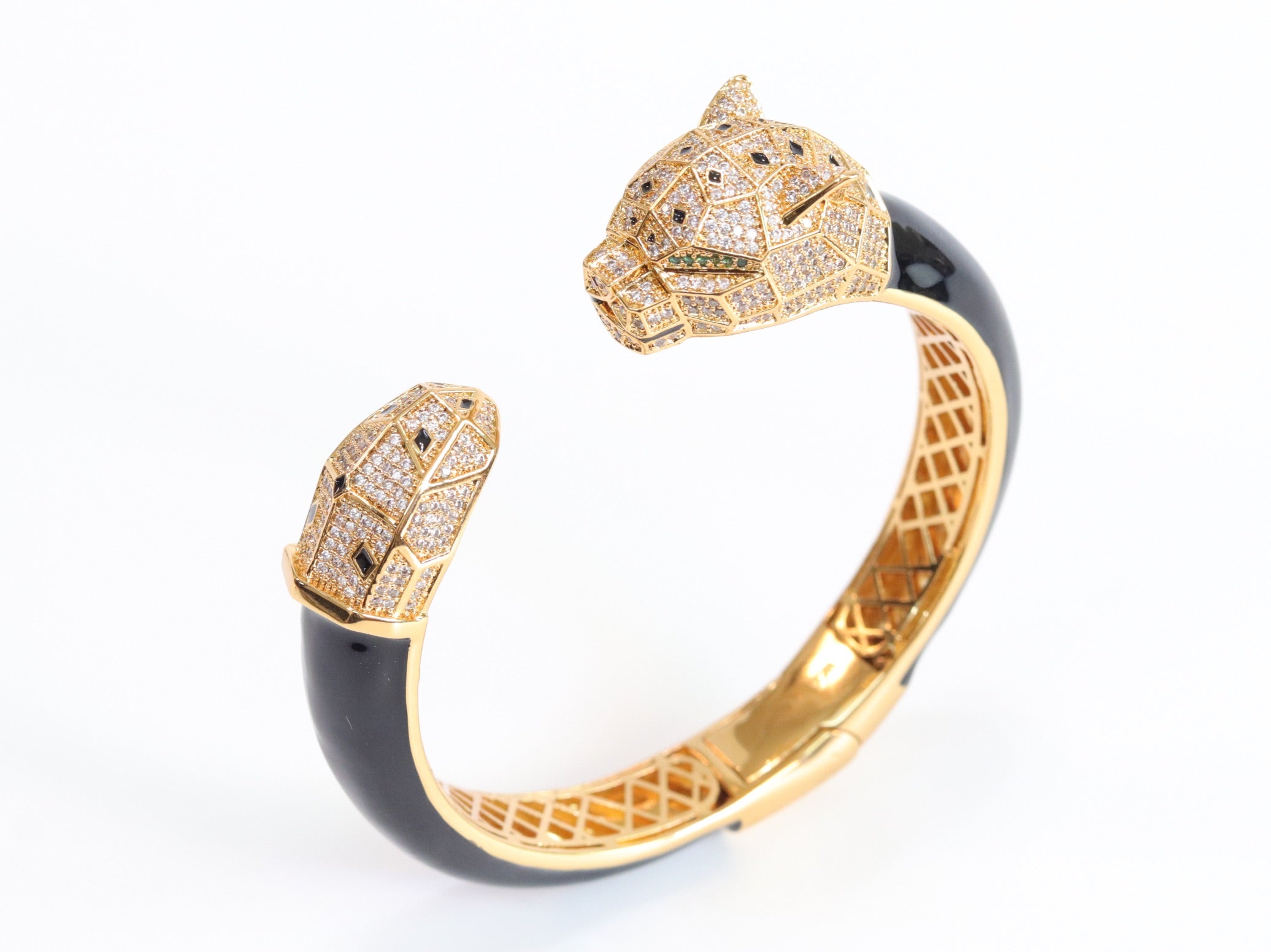 Panther face gold and black bracelet