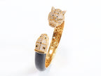 Panther face gold and black bracelet