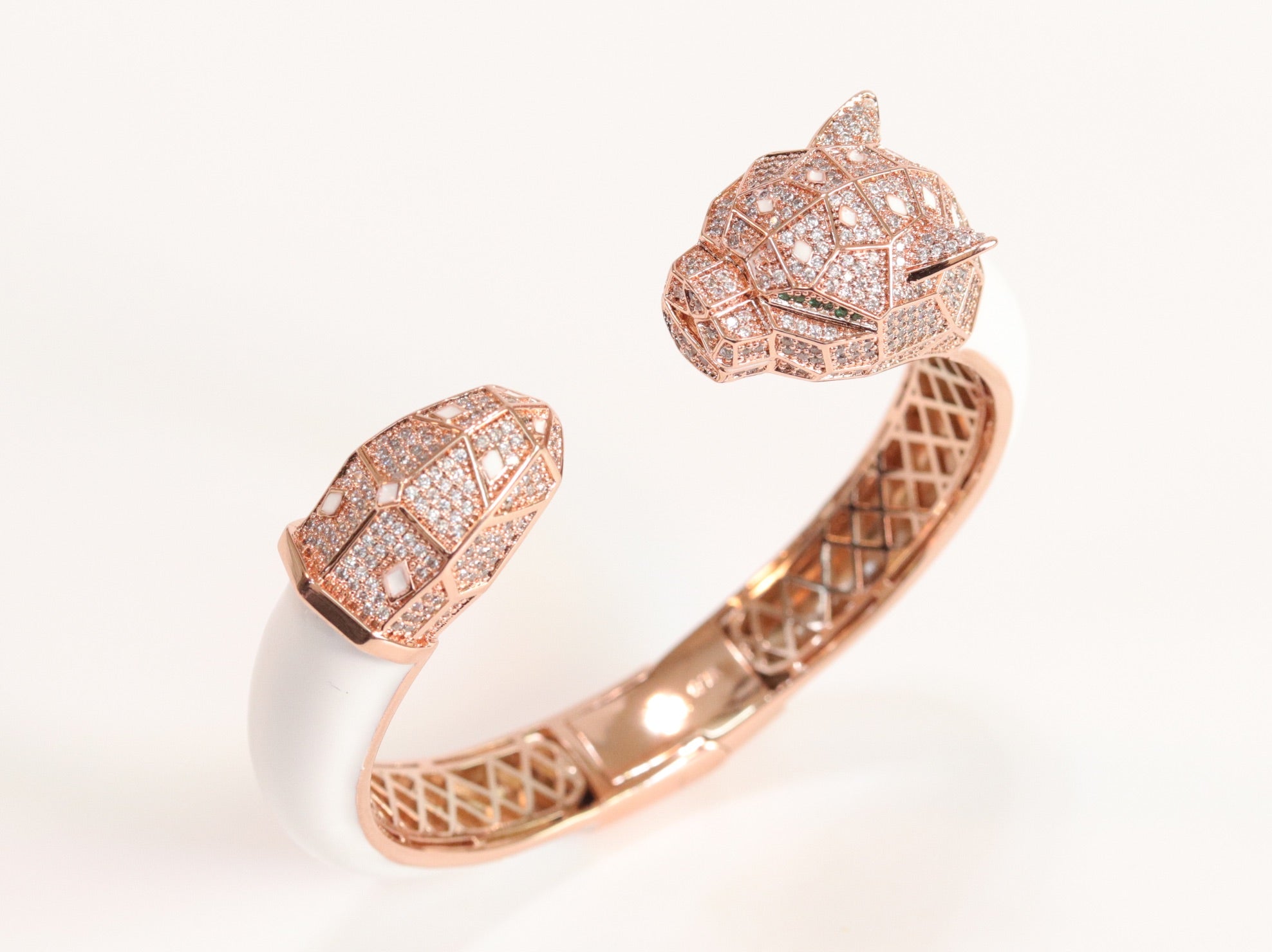 Panther face rose gold and white bracelet
