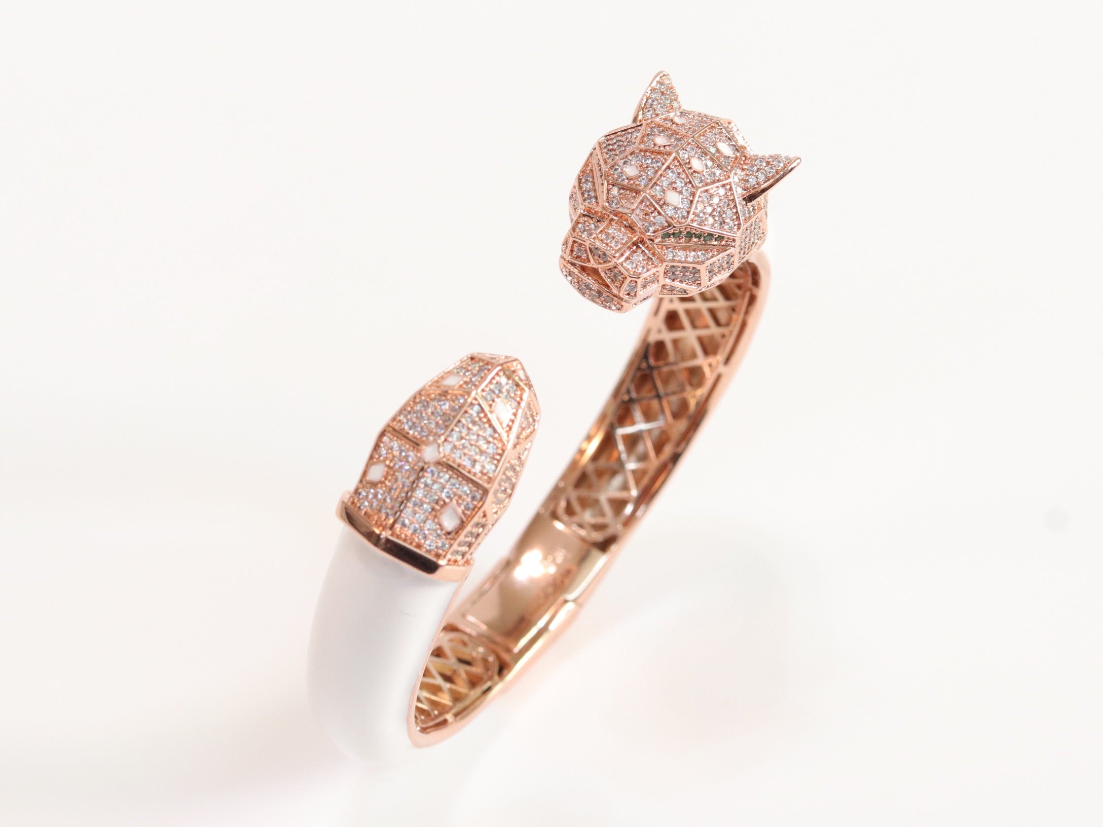 Panther face rose gold and white bracelet