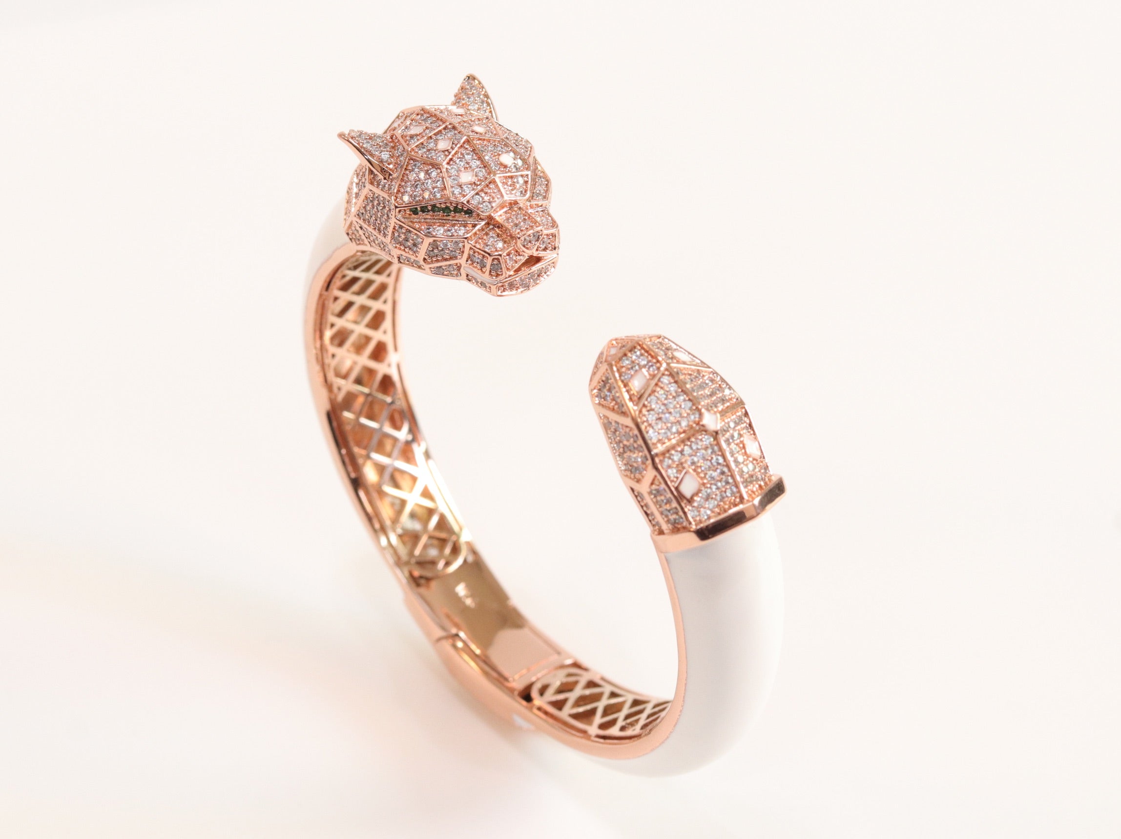 Panther face rose gold and white bracelet