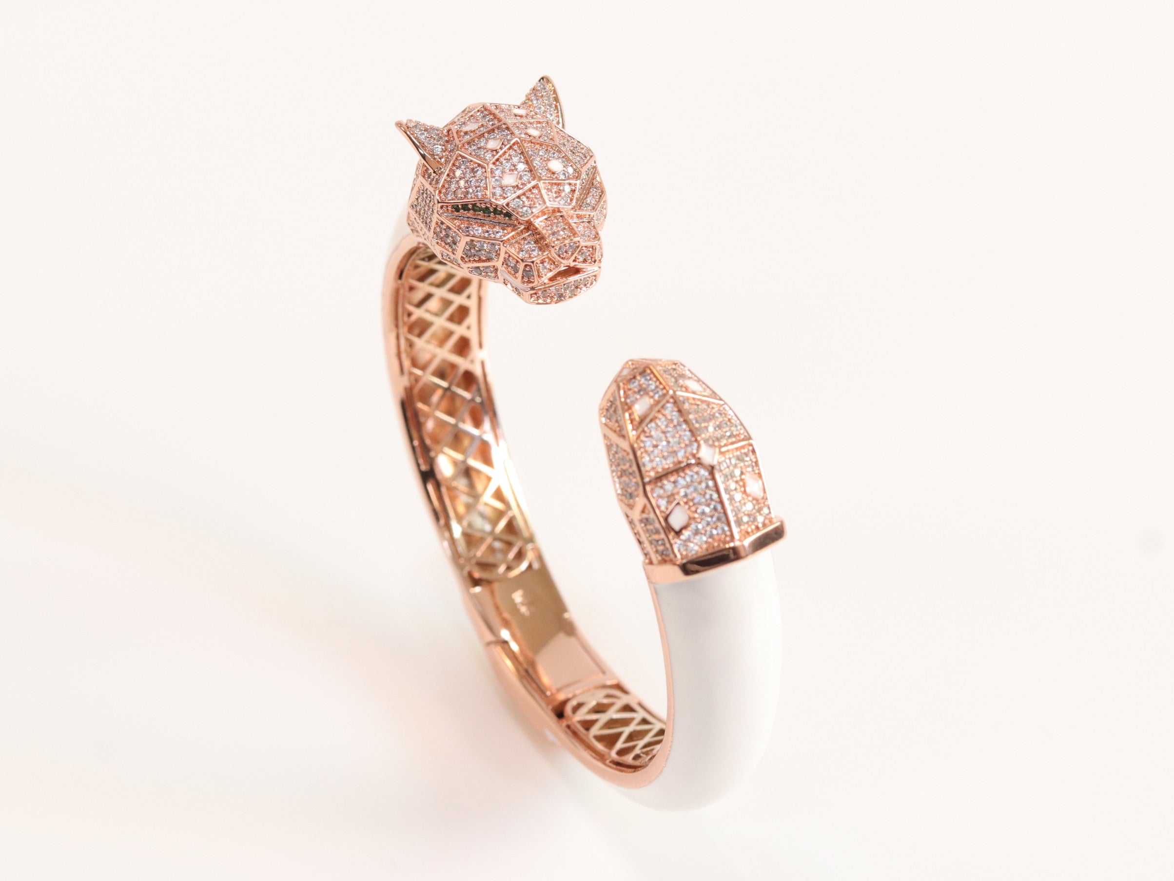 Panther face rose gold and white bracelet