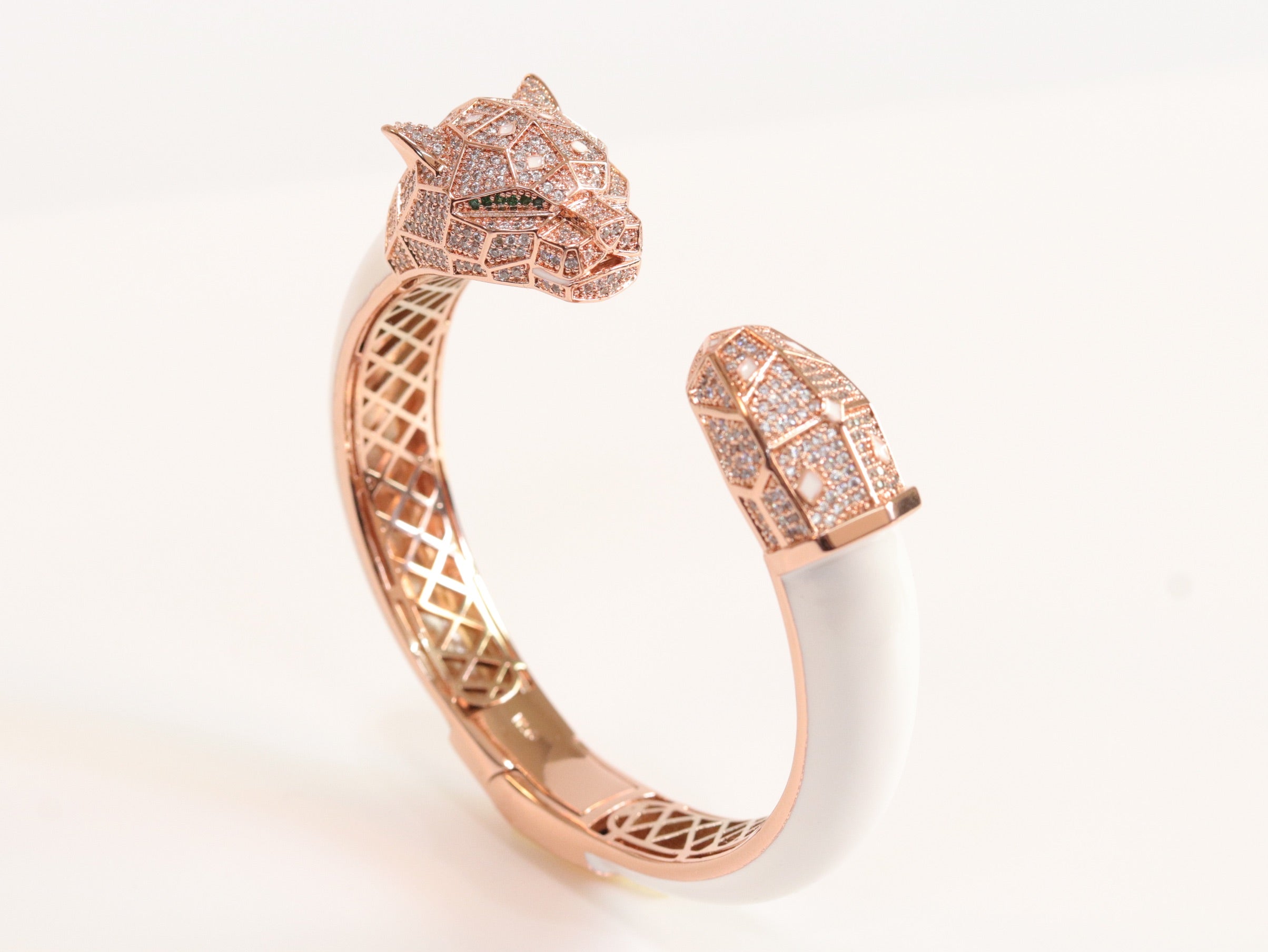 Panther face rose gold and white bracelet