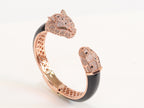 Panther face rose gold and black bracelet