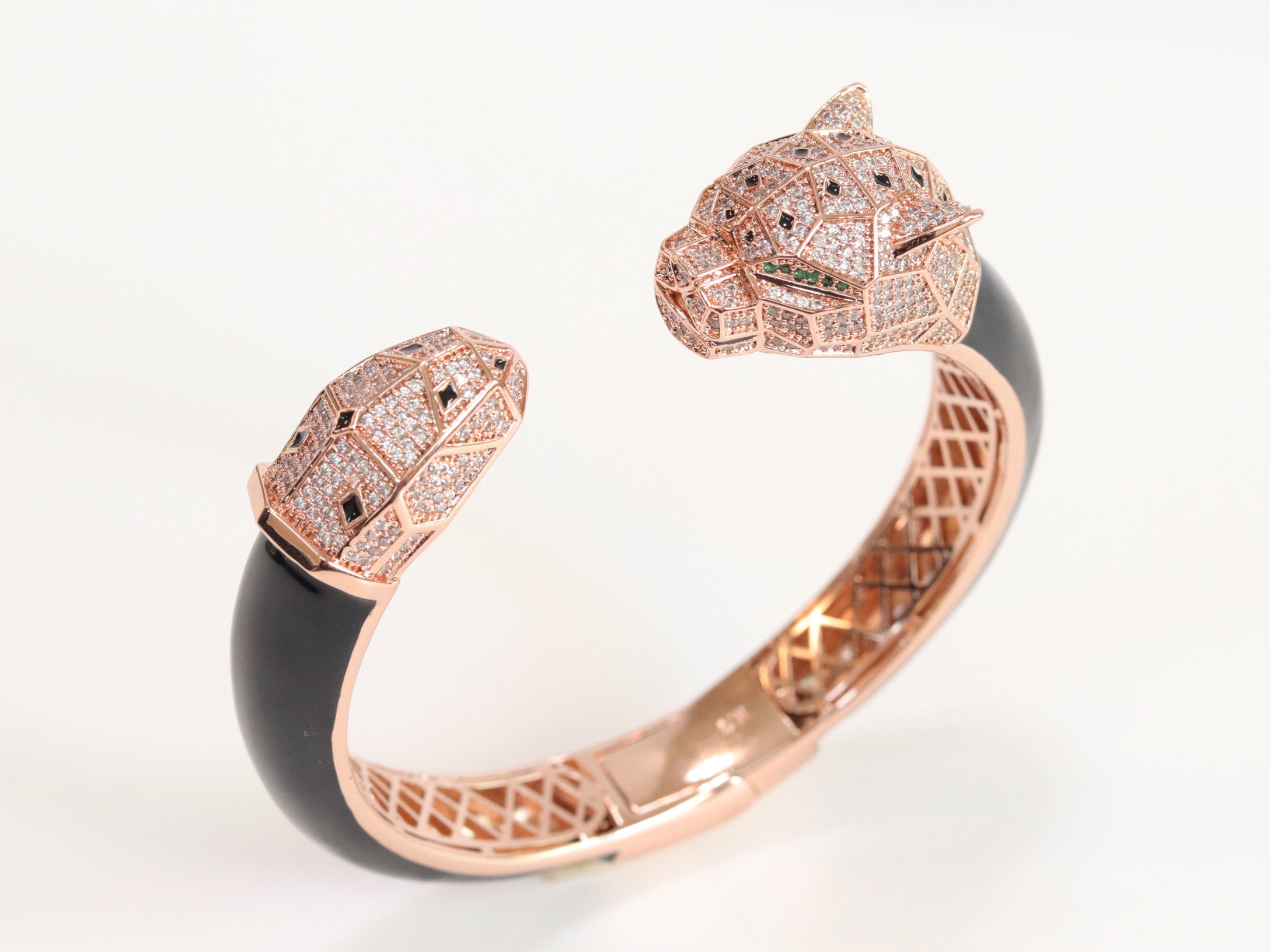 Panther face rose gold and black bracelet