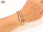 Rose Gold triple layered snake bracelet with cz
