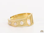 Golden alphabet open ring with pearls