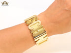 Alphabet M Gold Leather Bracelet