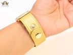 Alphabet M Gold Leather Bracelet