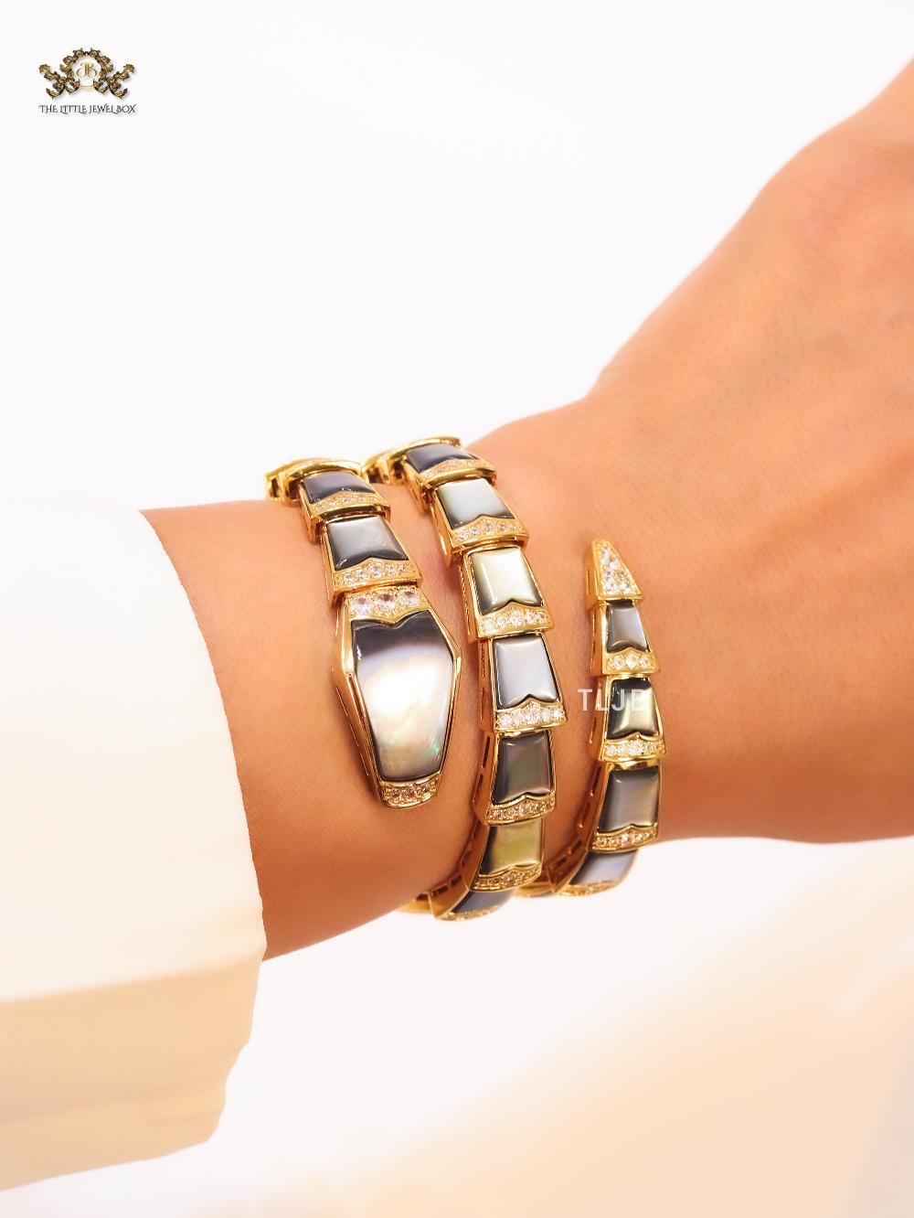 Serpenti black and gold three layer bracelet