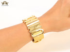 Alphabet M Gold Leather Bracelet