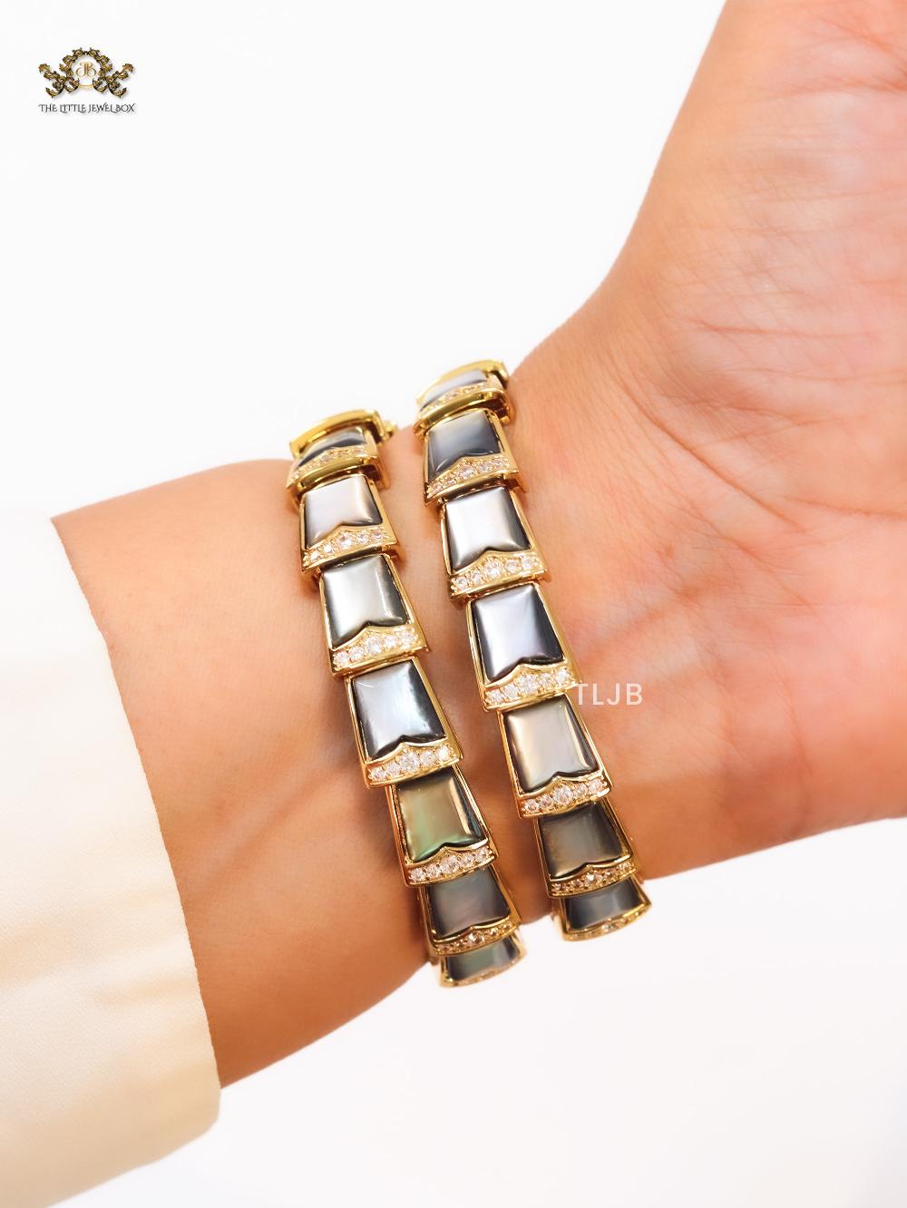 Serpenti black and gold three layer bracelet