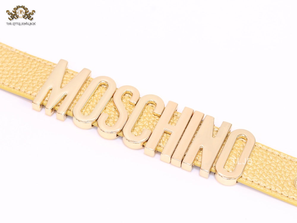 Alphabet M Gold Leather Bracelet