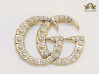 Double G pearl & gold brooch