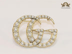 Double G pearl & gold brooch