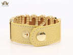 Alphabet M Gold Leather Bracelet