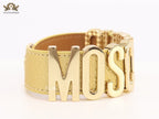 Alphabet M Gold Leather Bracelet
