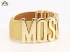 Alphabet M Gold Leather Bracelet