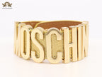 Alphabet M Gold Leather Bracelet