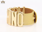 Alphabet M Gold Leather Bracelet