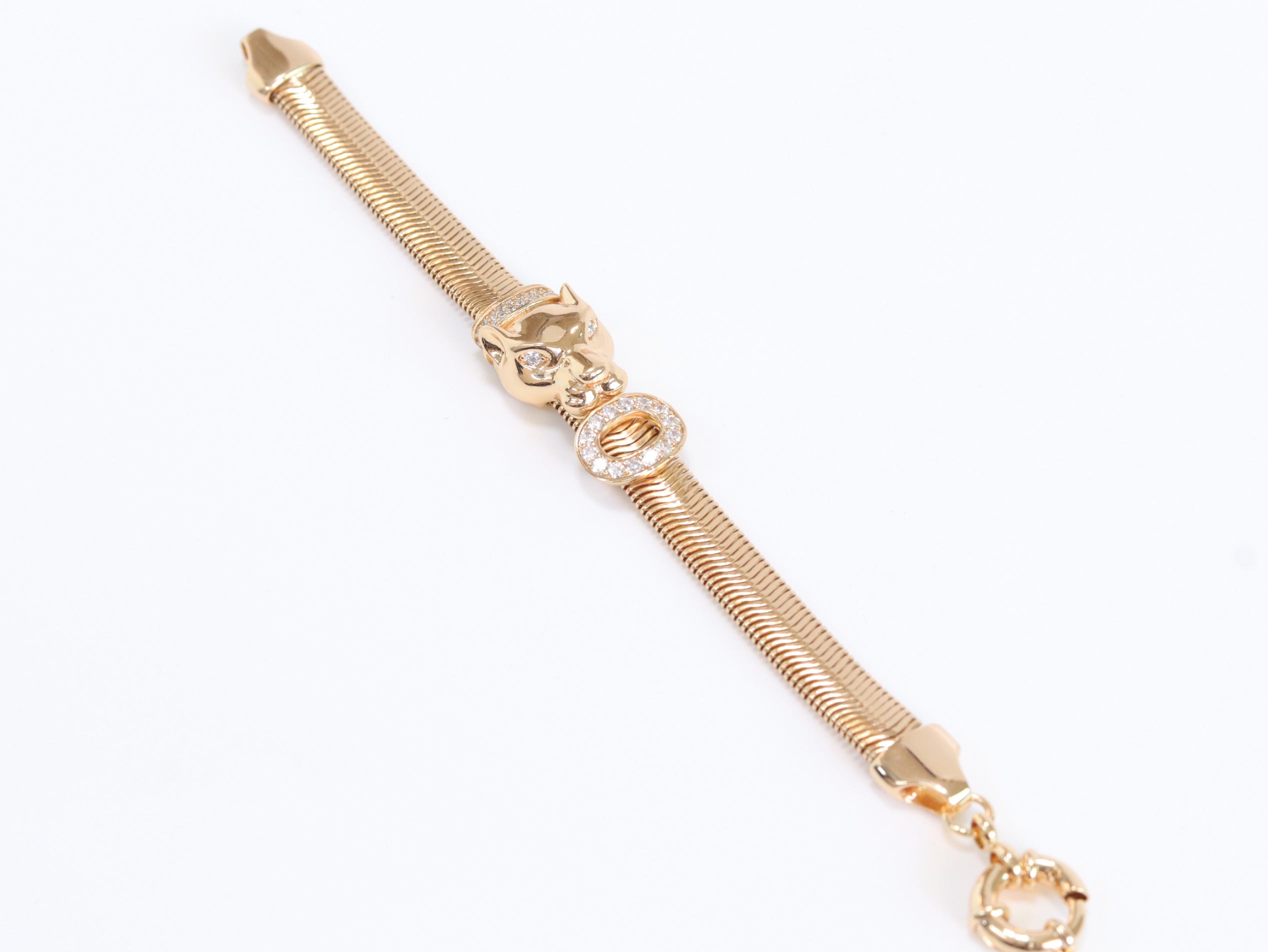 Panther face and cz ring gold bracelet